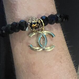 Custom made black CC bracelet